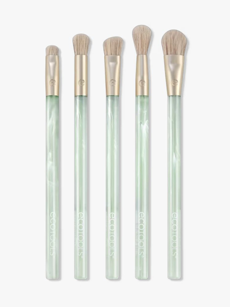 EcoTools Sea Gems Eye Makeup Brush Set in branded components on a light gray background